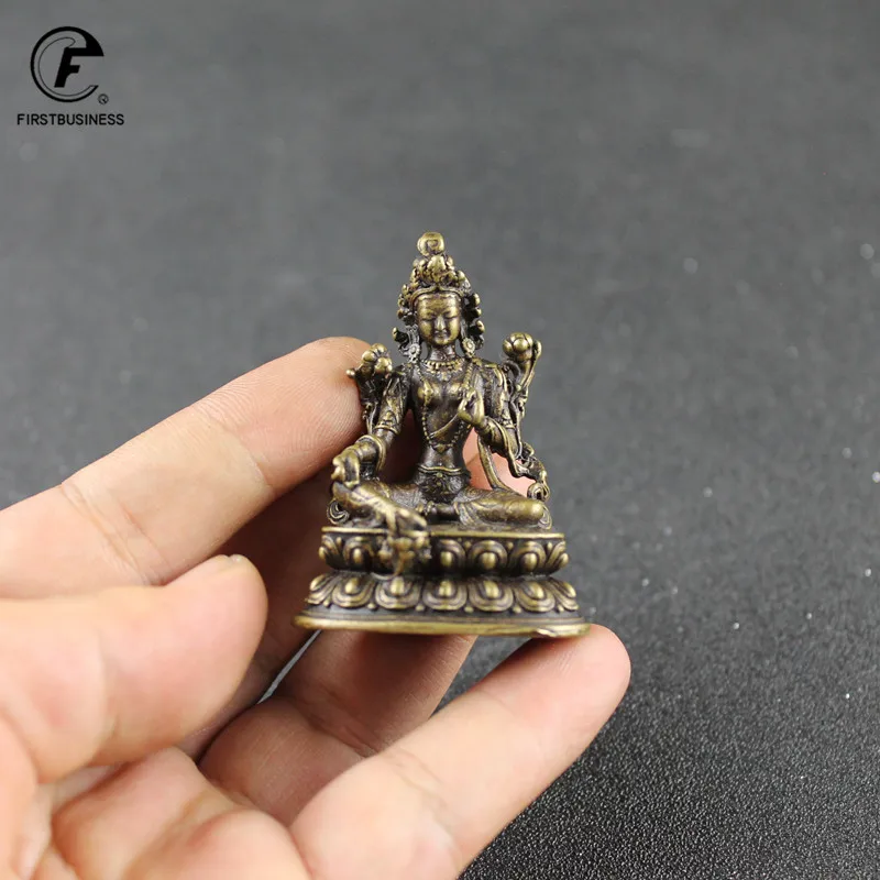 Зеленая Тара маленькая медная статуэтка тантрическая Будды высота 5 см