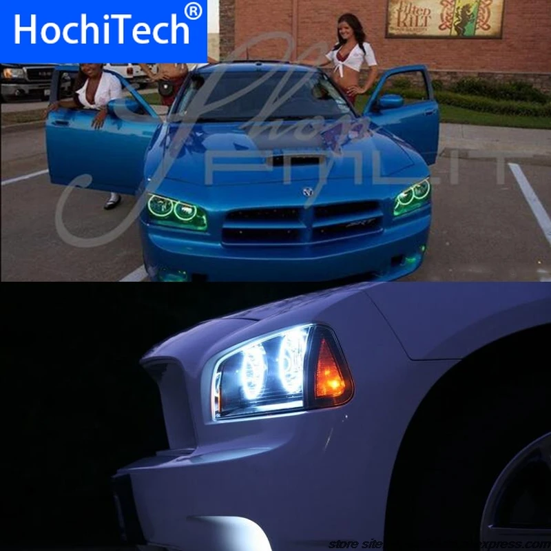 Для Dodge Зарядное устройство 2005 2006 2007 2008 2009 2010 RGB светодиодный кольца Фар halo ангел демон глаза с пульта дистанционного управления