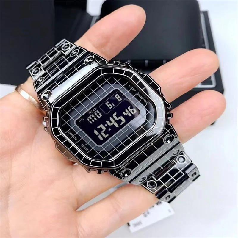 

Спортивные Цифровые кварцевые мужские часы DW5600, полнофункциональные, со светодиодным двойным дисплеем, водонепроницаемые, с мировым време...