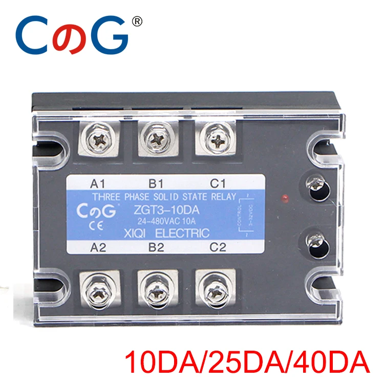 CG 3 фазы 10A 25A 40A DA трехфазный SSR 3-32 В DC контроль 24-480 В AC твердотельное реле SSR AC три DC-AC