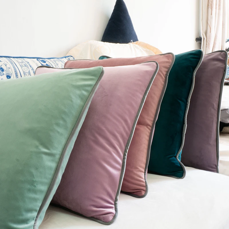 Разноцветный серый бархатный чехол для подушки стула/дивана наволочка домашний