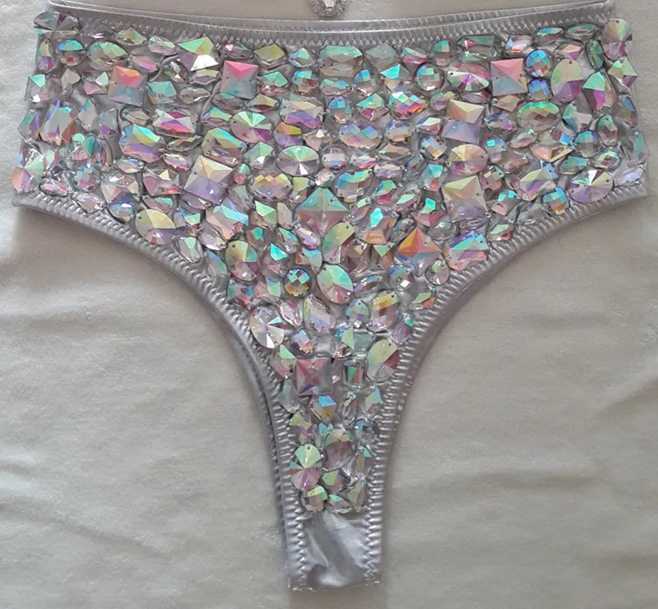 Anibol Стразы Треугольные бикини с кристаллами бриллиантами высокой талией женский