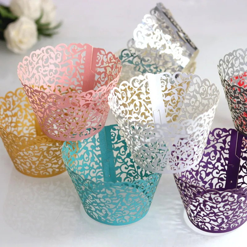 24 шт. кружевная лазерная резка обертка для кексов лайнер Подарочная коробка