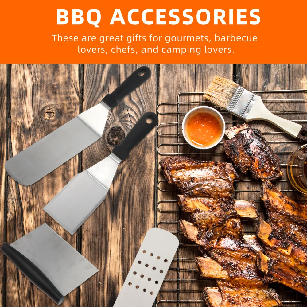 

1 Set of 8Pcs Outdoor BBQ Tools Set Sturdy Griddle Scraper Kitchen Utensils