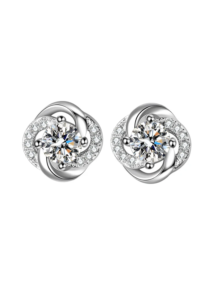 

Trendy Elegant Silver Color Stud Earring for Women Ear Stud Wedding Anniversary Party Jewelry Gift