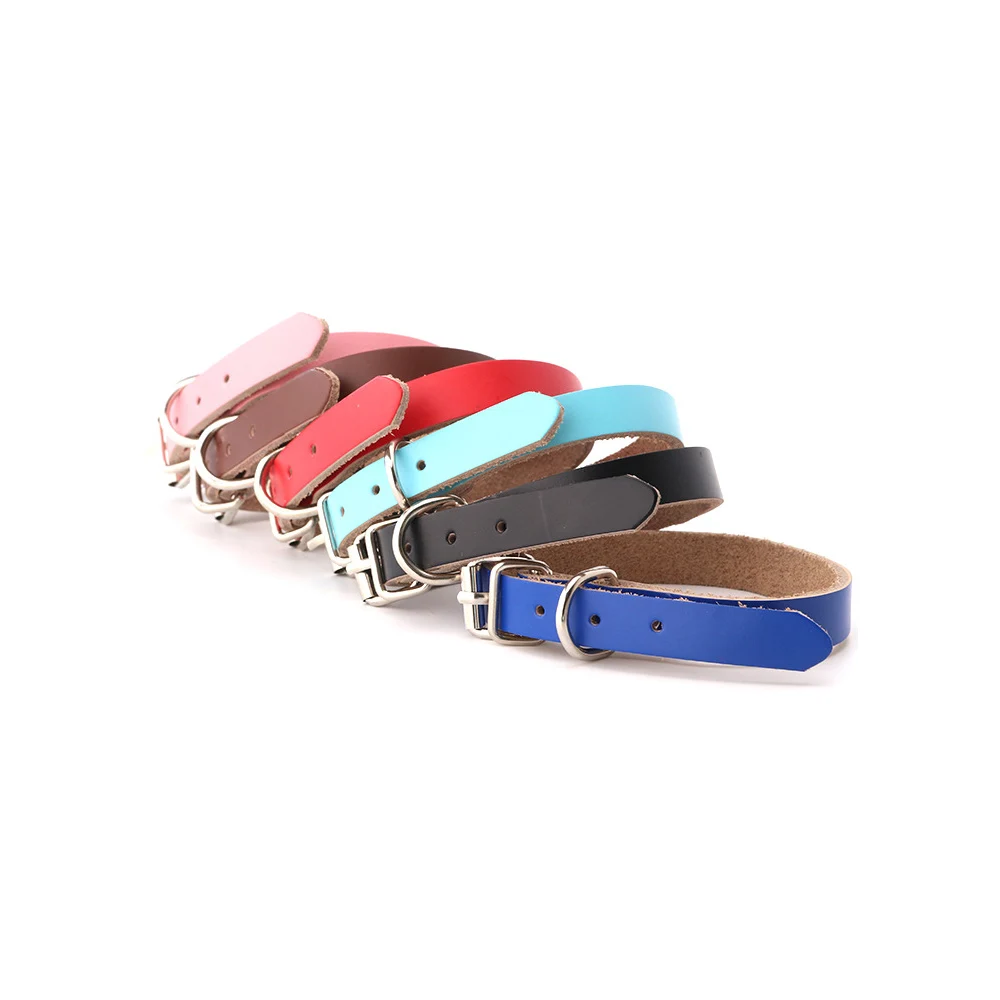 Сплошной цвет кожаный ошейник для собак твердый и прочный шесть стилей