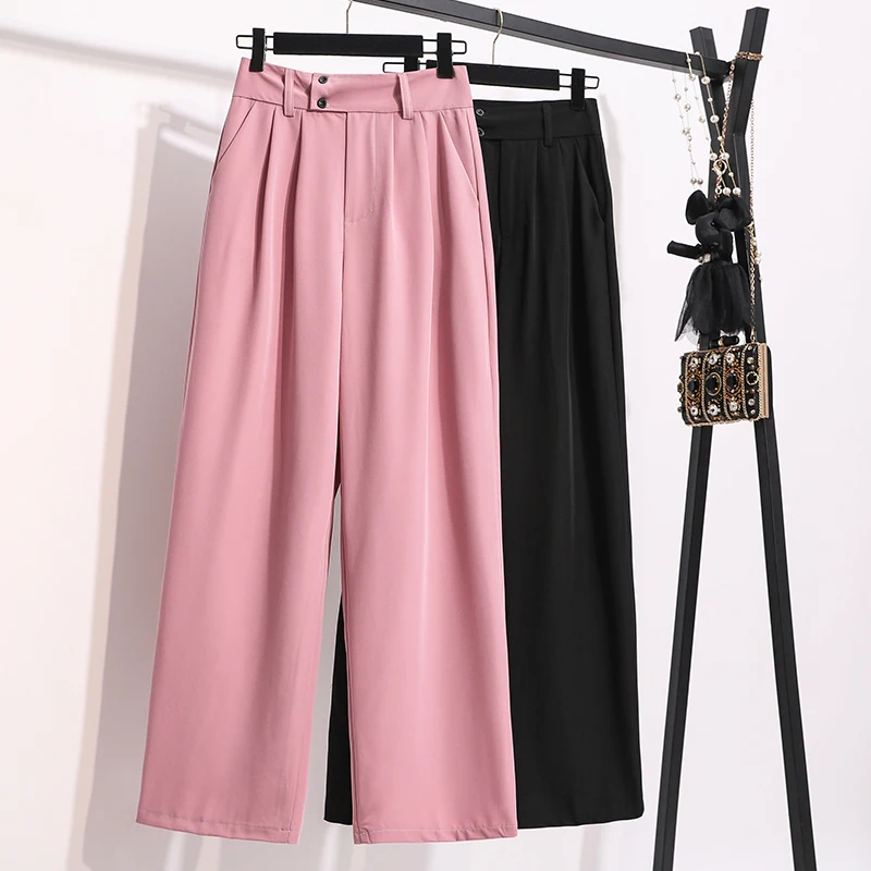 

Прямые однотонные черные брюки с широкими штанинами, женские брюки большого размера, стильная женская одежда на весну и лето, трусики 2021