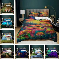 fantasy duvet cover set fiction forest giant mushrooms enchanted image decorative 23pcs bedding set with pillowcase king size