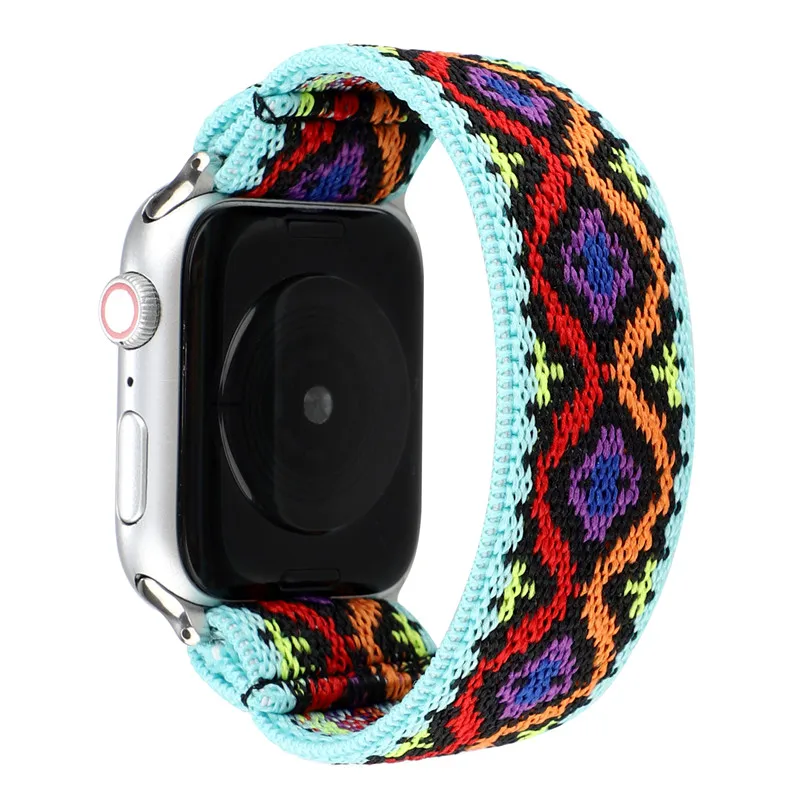 Ремешок нейлоновый Solo эластичный богемный браслет для Apple Watch 42 мм 44 iwatch 65/4/3 2