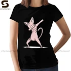 Женская хлопковая Футболка Sphynx, забавная футболка с изображением кота, черного цвета
