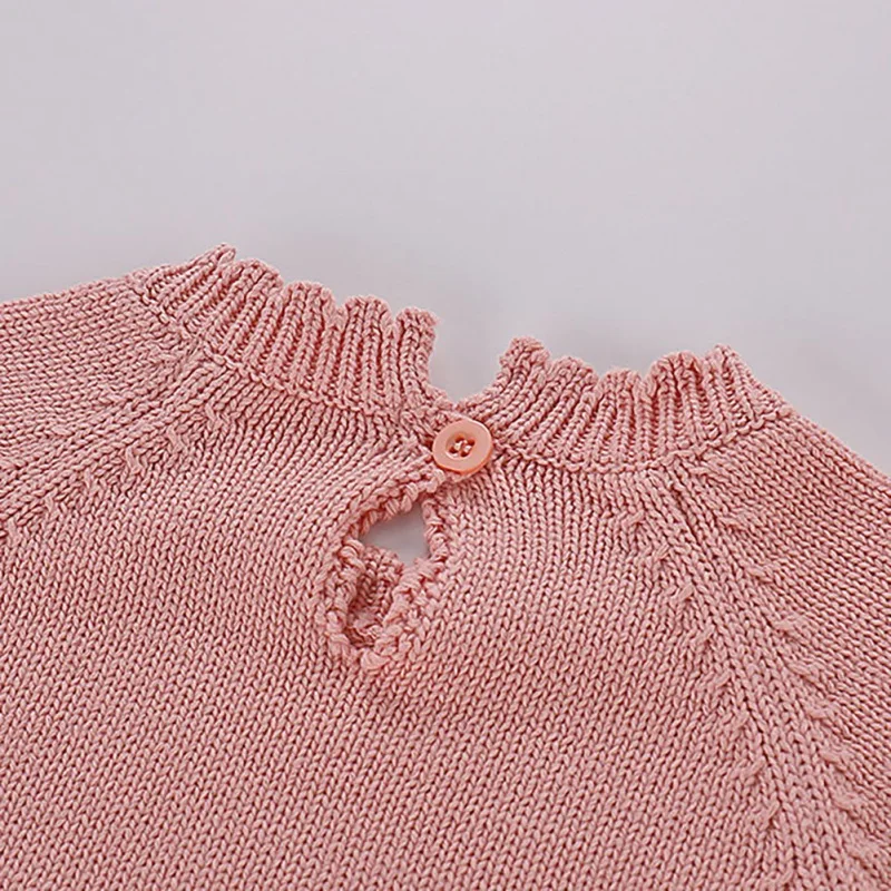 Свитер для маленьких девочек комбинезон с помпонами Зимний вязаный милый