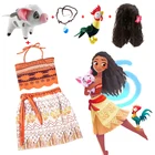 Платье для девочки Моана с ожерельем, свинья Цыпленок, детский наряд для приключений, Детский костюм принцессы для вечеринки, костюм для косплея, парик ваяна и игрушка свинья