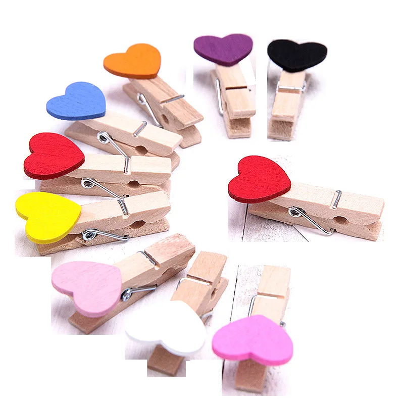 Деревянные прищепки с сердечками для украшения стен DIY креативная рамка