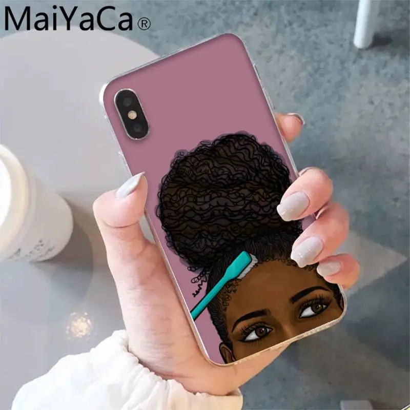 

MaiYaCa Queen Afro Melanin Poppin Phone Case shell for iPhone 5S 8 7 6 6S Plus X XS MAX 5 SE XR 12 11 pro promax fundas