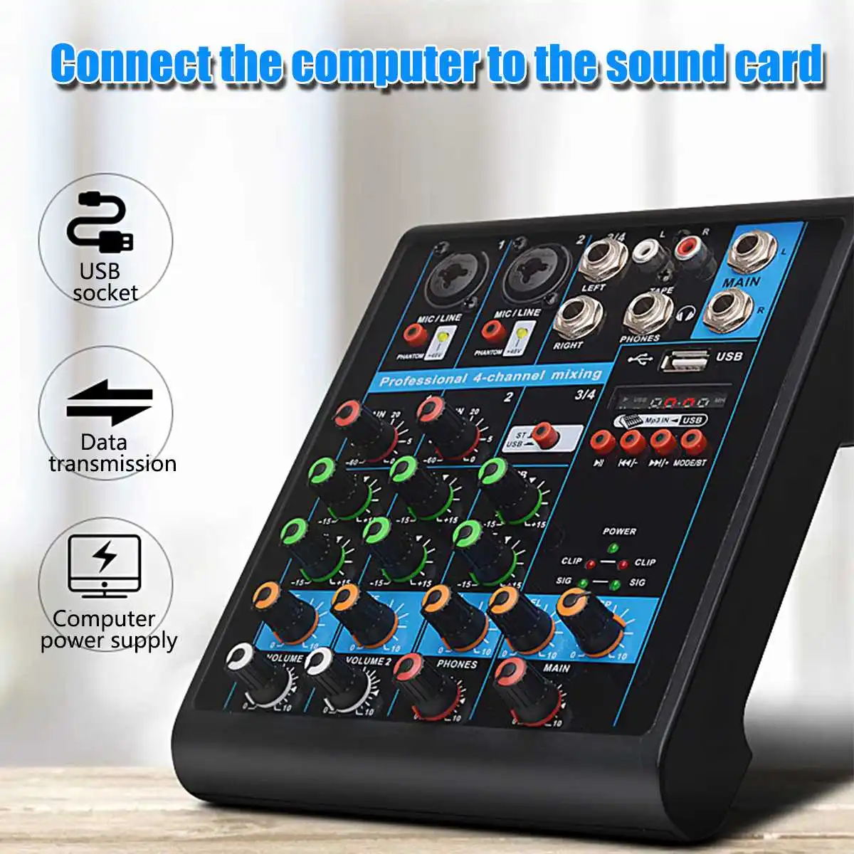 4 канала аудио караоке микшер плееры USB bluetooth MP3 Live Studio DJ звук микшерный пульт