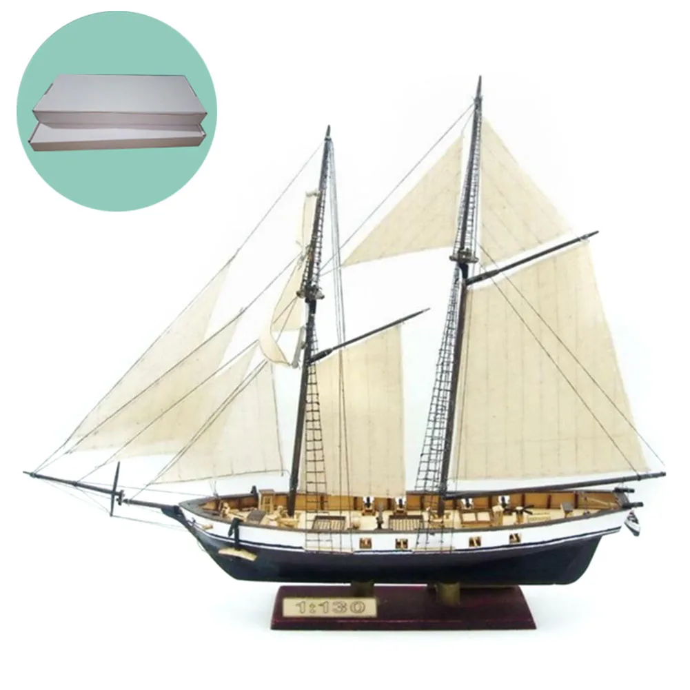 

1:130 Mini Decoration DIY Home Scale Children Retro Toys Sailing Boat Model Assembly Ship Gift Classical Wooden