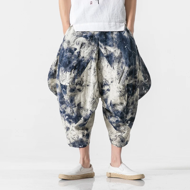 

Baggy Cross Beach Pants Men Streetwear Loose Floral Pants Broek Heren Multi Color Plus Size 6xl 2020 Summer Hip Hop Pants