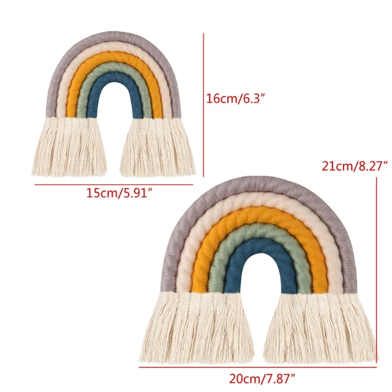 

OOTDTY Home Decoration Accessories Rainbow Handmade Weaving Ornament Nordic Fresh Simple Kid Room Wall Hanging