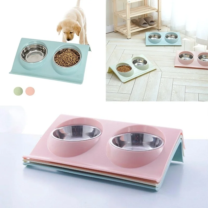 Double Dog Bowl Pet Feeding Station Stainless Steel Water Food Bowls Feeder Solution for Dogs Supplies Container | Дом и сад