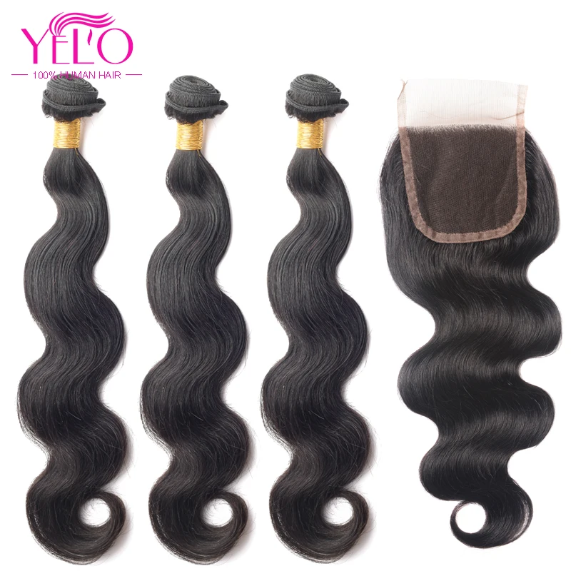 Продукты для волос YELO бразильские натуральные волосы волнистые пучки с