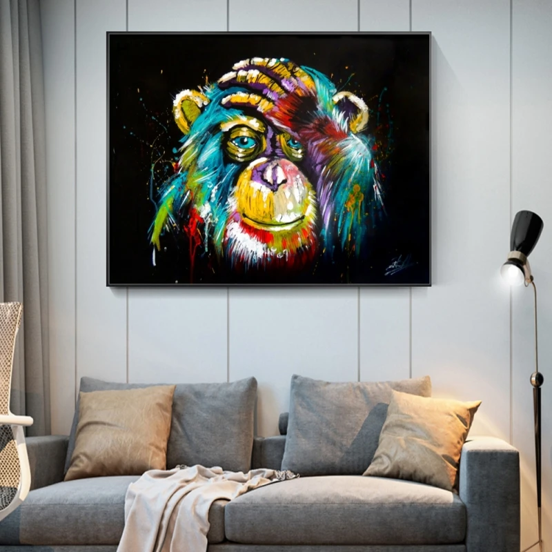 

Watercolor Thinking Monkey Canvas Posters and Prints Abstract Animal Paintings on The Wall Art Decorative Pictures Home Cuadros