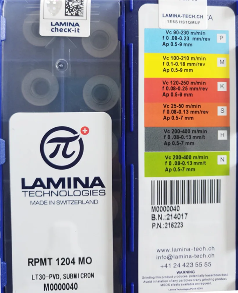 RPMT08T2 RPMT10T3 RPMT1204 MO LT30 100% оригинальный Карбид Lamina обработка вставки: нержавеющая