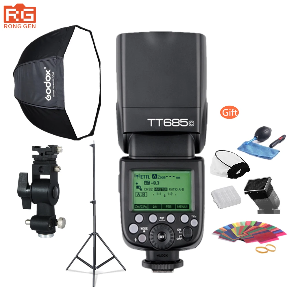 Godox фотостудия TT685 2 4g Беспроводная TTL HSS вспышка + 80 см Зонт софтбокс осветительная