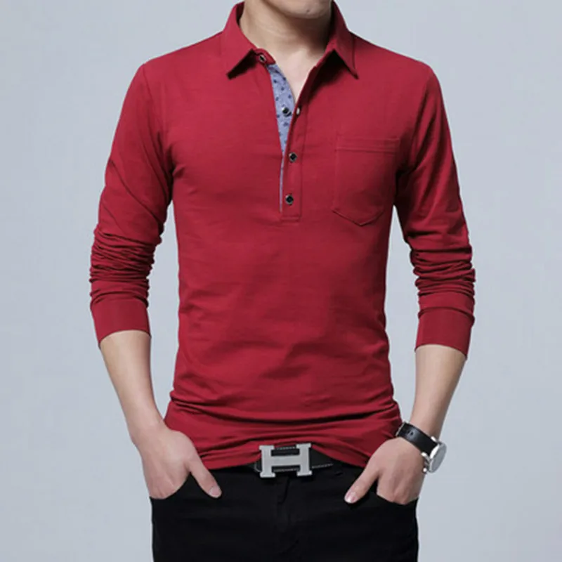 

2021 Mens Polo Shirt Long Sleeve Cotton Polo Men Fashion Slim Polo Shirts Male Breathable Clothes Ropa Para Hombre Casual Solid