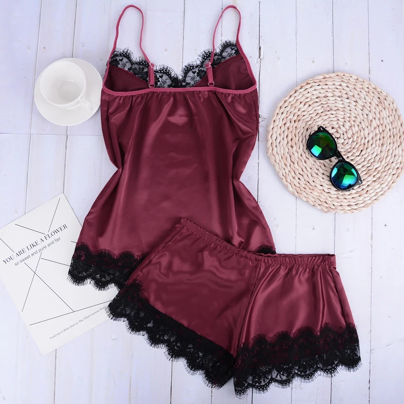 

2021 Separate 2pcs Lace Sleepwear Women Beach Dress Lingerie Night Short Sleeveless Ladies Satin Nightgown swimsuit women