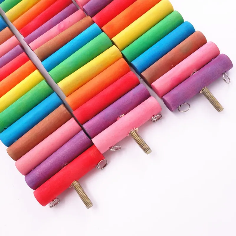 

Colorful Wooden Swing Bridge Parrot Hamster Climbing Ladder Bird Cage Hanging Toy For Conures Cockatiel Budgie Pet Products