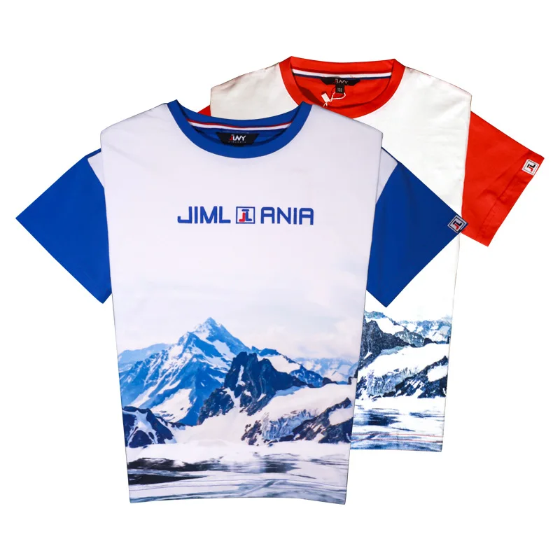 

Popular Brand Sports Boys T-Shirts 2020 Summer New Cotton Big Boy Clothes Live Color Matching Kids Snow mountain Print Tops Tees