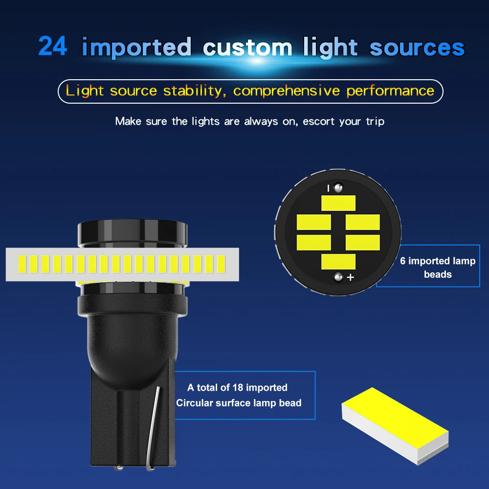 1PCS Super Bright T10 LED W5W 194 Bulb Turn Singal Light 3014 24W Car Accessories License Plate Lights Reading Lamp for Auto 12V |