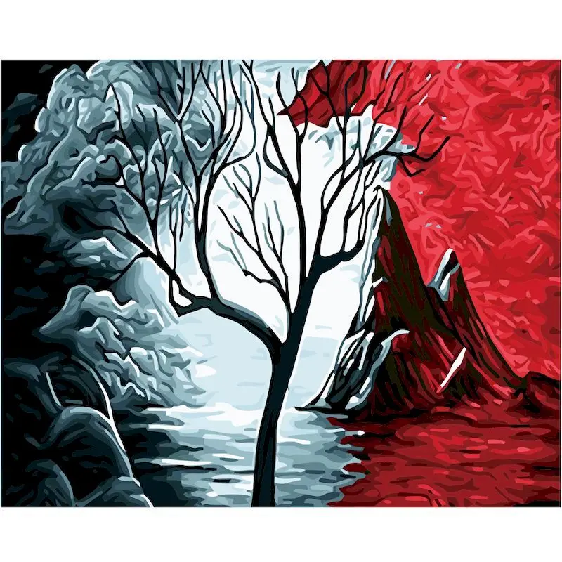 

GATYZTORY Black Tree Landscape Painting By Numbers Kits For Adults Children 40x50cm Framed On Canvas Home Decoration Oil Paints