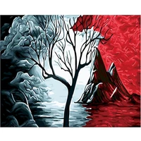 gatyztory black tree landscape painting by numbers kits for adults children 40x50cm framed on canvas home decoration oil paints