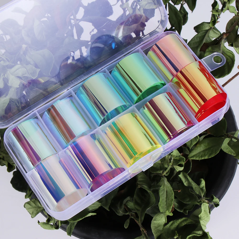 

New Aurora Film Glass Paper Nail Foil Stickers Holographic Design DIY Manicure Decoration Women Beauty Nail Art Tools