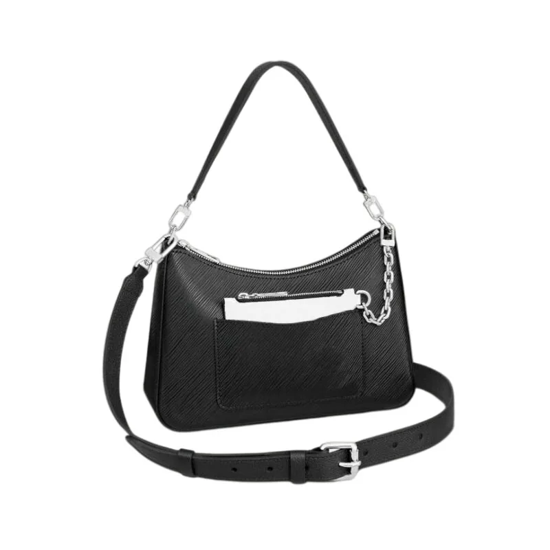 

New 2-in-1 Removeable Chain Letters Real Cow Leather Fashion MARELLE Womens Baguette Clutch Bag Shoulder Crossbody Messenger Bag