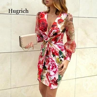 floral print twisted waist midi dress elegant night out bodycon party dress
