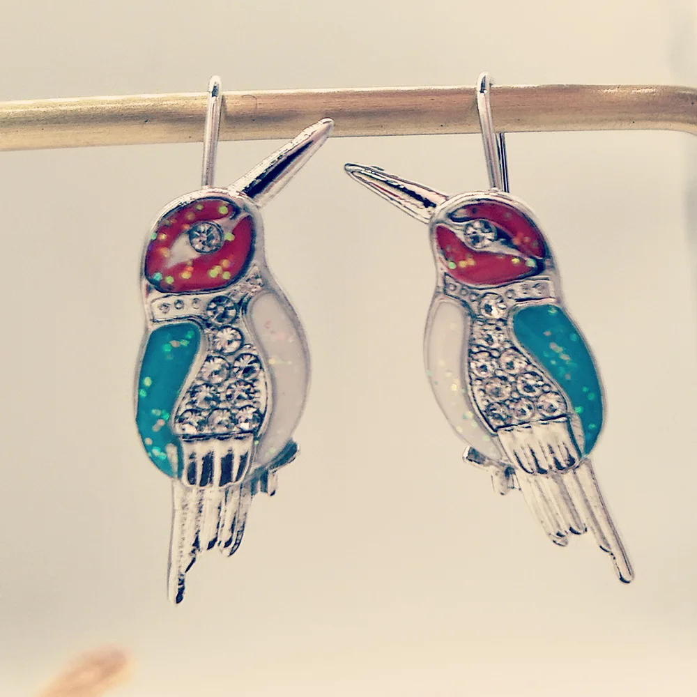 

INS Popular Jewelry Blue Parrot Bird Aobao Drop Earrings Creative Accessories Opal Ear Hook Women Cute Dangle Earring Christmas