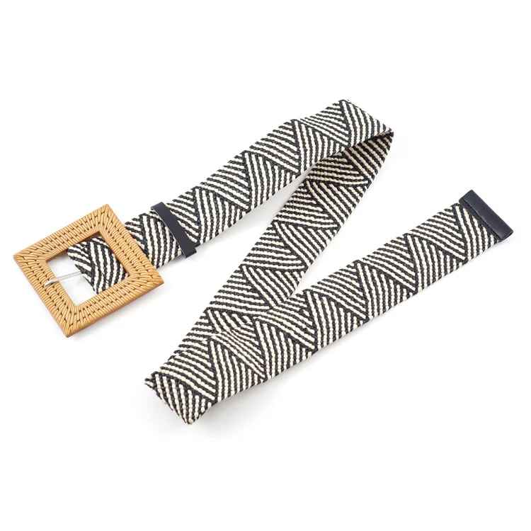 Ремень Плетеный Из искусственной соломы регулируемый пояс с квадратной пряжкой