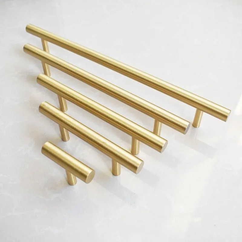 Modern Gold Kitchen Door T Bar Straight Handle Knobs Cabinet Pull Diameter 10mm Stainless Steel Handles Furniture Handle