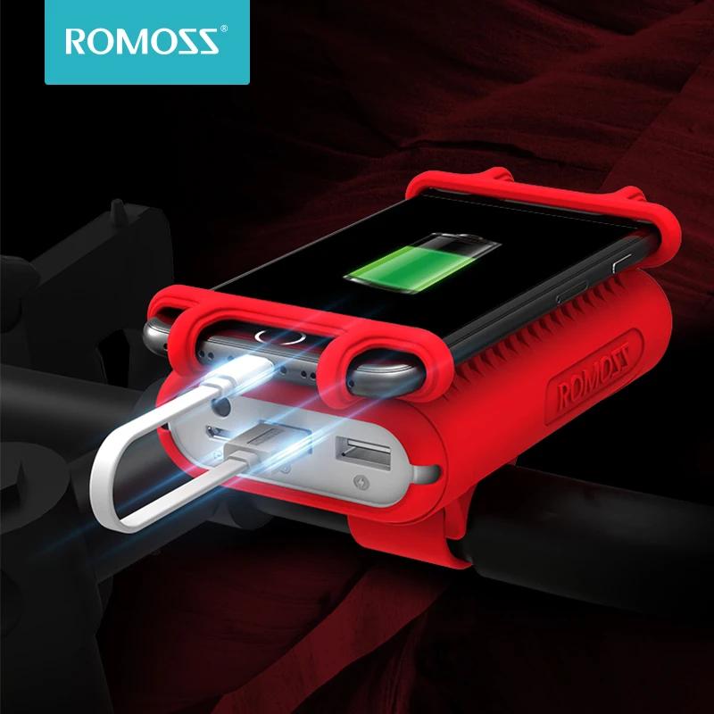 Внешний аккумулятор Romoss UR01 с 2 USB портами и креплением на руль велосипеда 10000