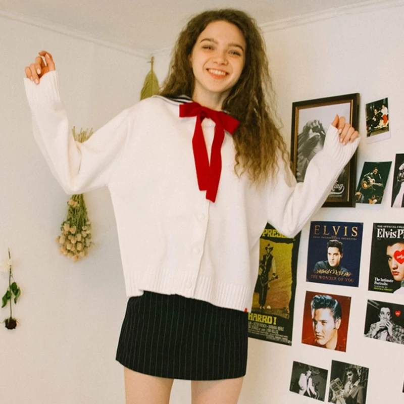 

HWLZLTZHT 2020 New Winter Loose Style Knitwear Cute Harajuku Kawaii Knitted Sweater Autumn Women Sweaters and Pullovers