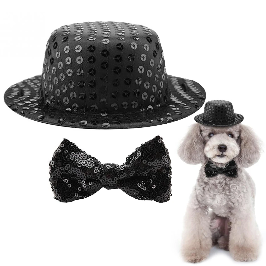 Шляпа для домашних питомцев кошек галстук бабочка блестки праздничный набор