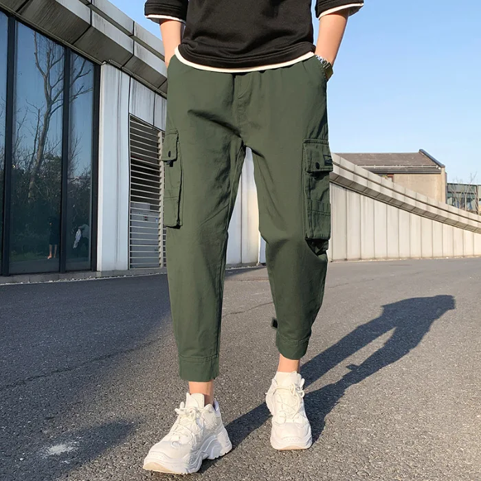 

Ribbons Harem Joggers Men Cargo Pants Streetwear 2021 Hip Hop Casual Pockets Cotton Track Pants Male Harajuku Fashion Trousers