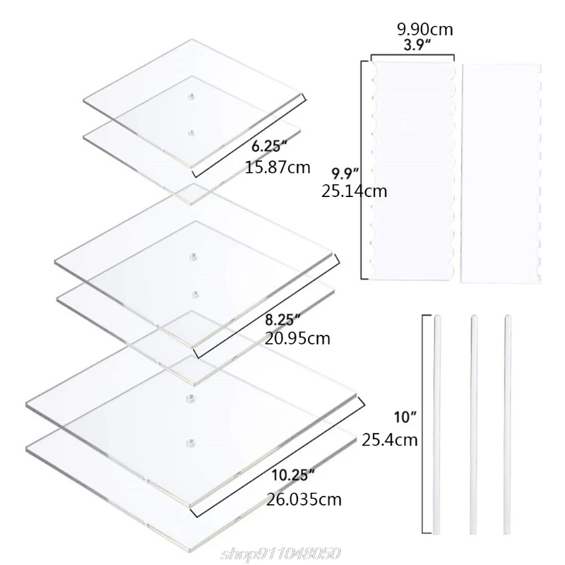 Набор акриловых круглых/квадратных дисков для торта базовые панели с