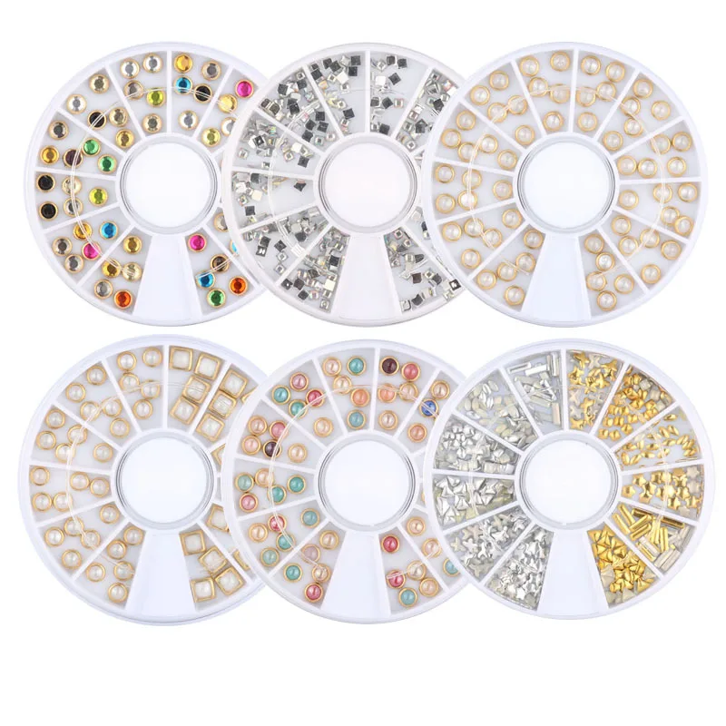 AB металлическое колесо с жемчужинами бусины для ногтей шпильки блестящие стразы