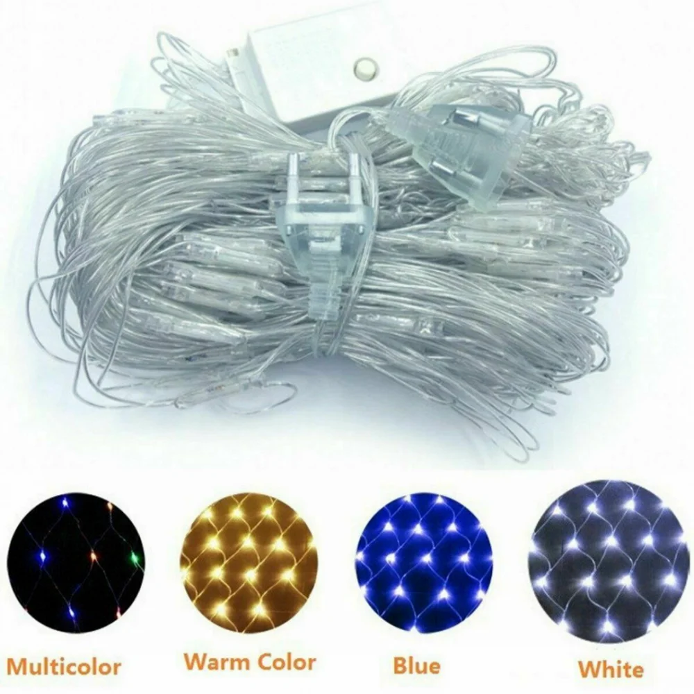 

LED String Lights 8Modes 220V 1.5x1.5m 2X2m 3X2m 4.2X1.6m Festival Christmas Decoration New Year Wedding Party Waterproof