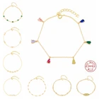 925 марка стерлингового серебра с цирконием, ювелирное изделие, цепочка браслеты для девушек и женщин, украшенные разноцветными кристаллами Шарм Браслет Браслеты Mujer