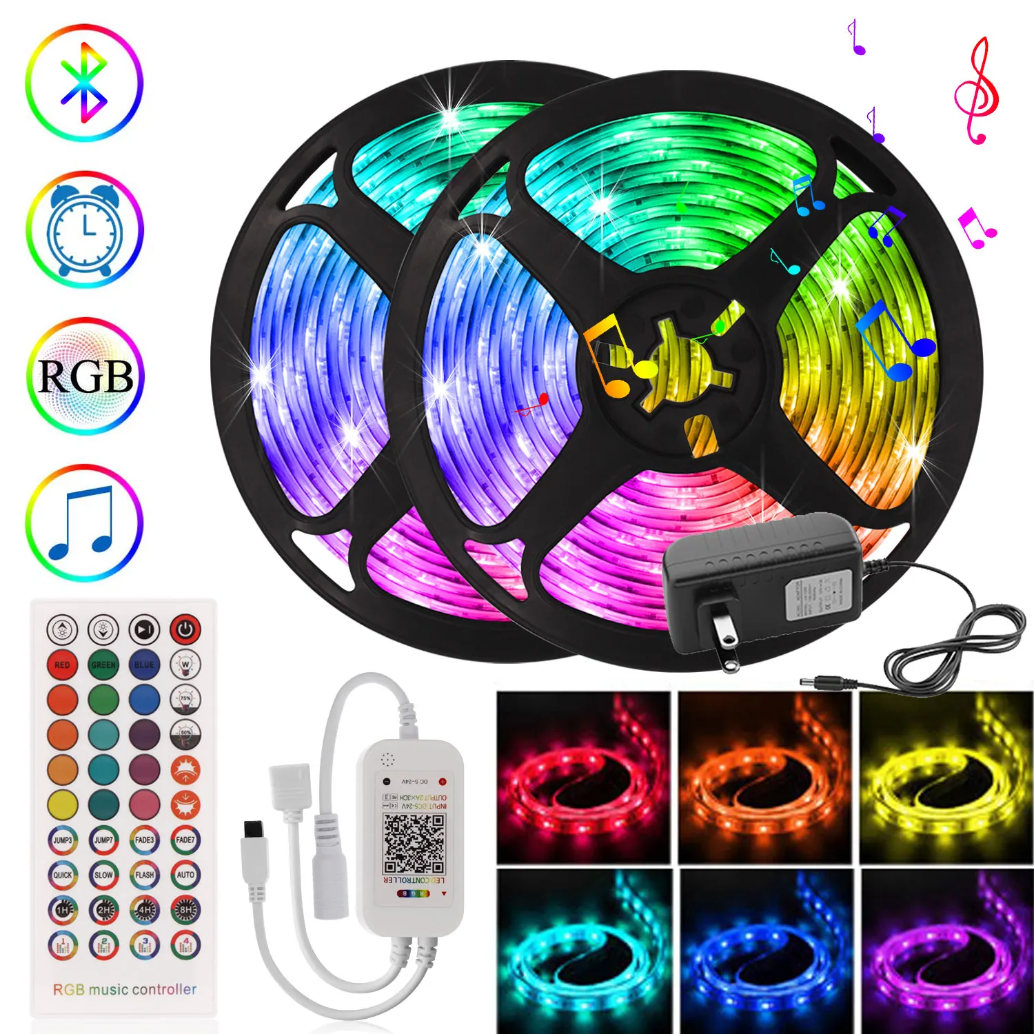 

Music Sync Festoon Led Light Strip Bluetooth Control 5-20m Neon Light Night Lamp With Time Setting DC12V Decor Bedroom Christmas