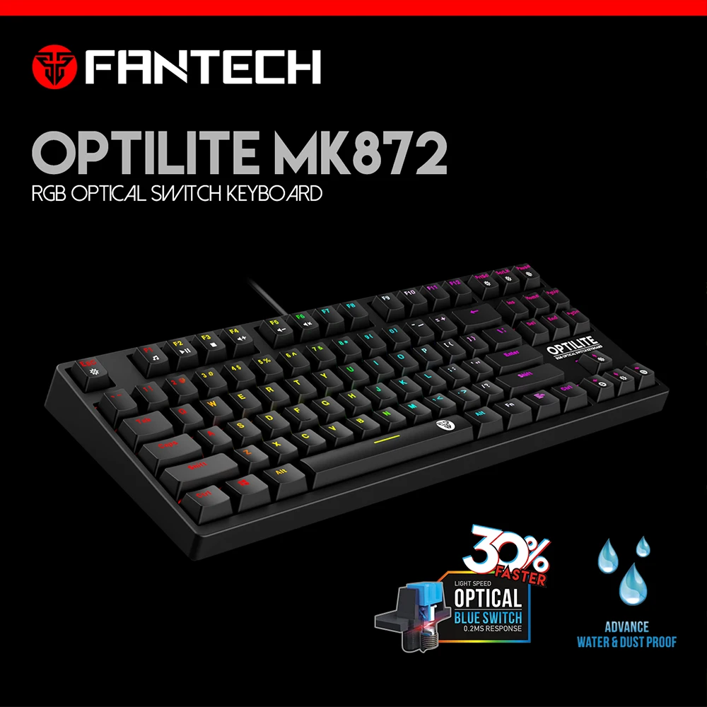 Механическая клавиатура FANTECH MK872 с оптической осью RGB водонепроницаемая игровая